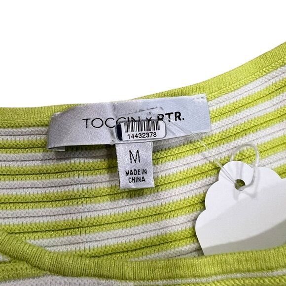 Toccin x RTR Yellow Striped Tie Front Midi Side Slit Dress M - Picture 5 of 6